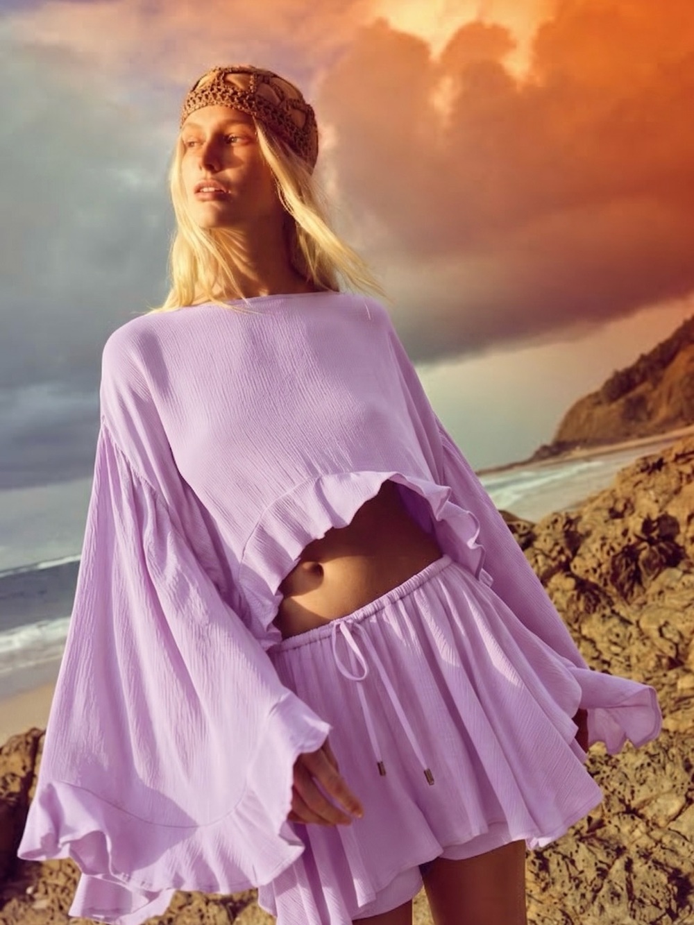 Free People free-est Delilah Skort Set - Lilac Bouqet | Large NWOT